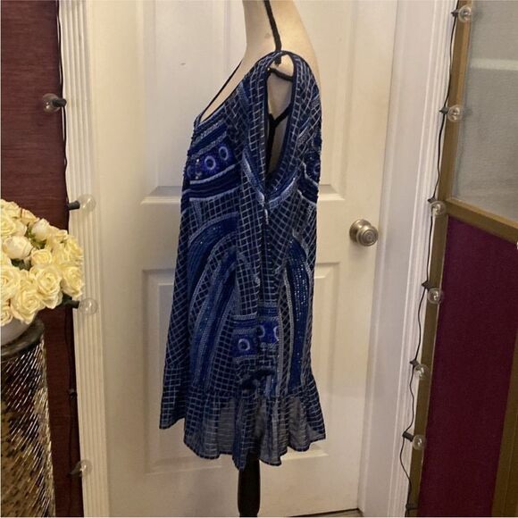 Parker Blue Patterned embellished Women's Dress, M - Picture 9 of 16